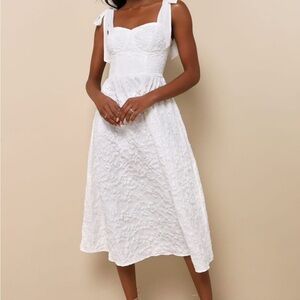 Lulu's White Textured Midi Dress